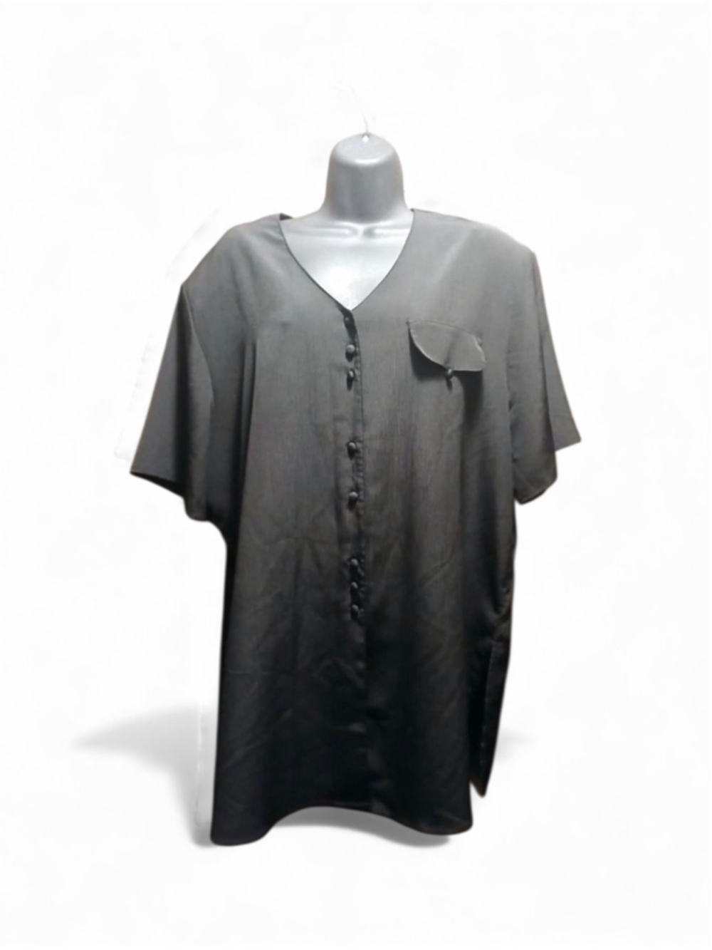 Christie & Jill Women's Black Button-Front Blouse - Size 2X - INV413 A5